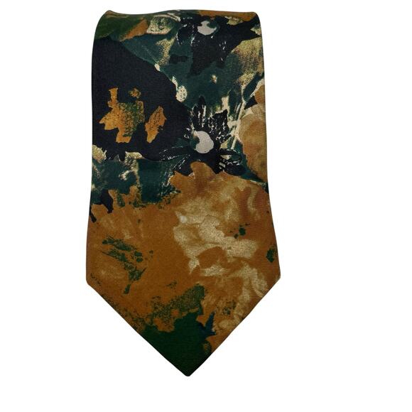 Carlo Palazzi Green Neutral Abstract 100% Itallian Silk Mens Neck Tie Business - Picture 1 of 7